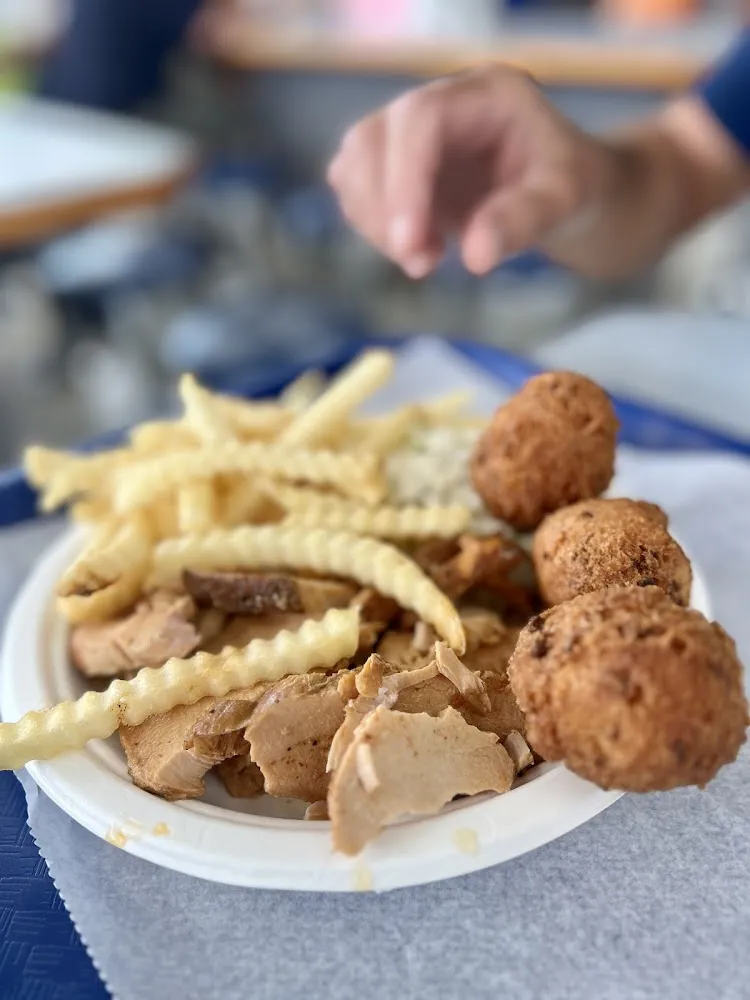 Smoked Chicken with Fries and Slaw